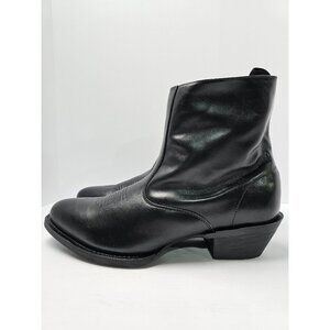 Laredo Mens Black Leather Western Ankle Boots With Side Zipper Size 13 EW